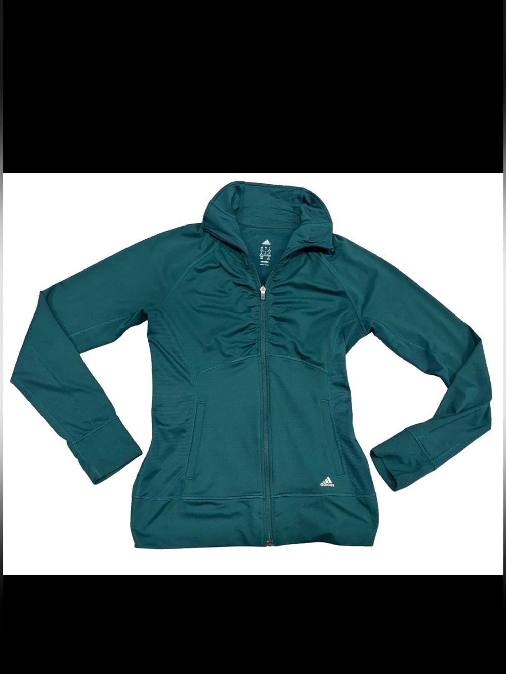 Adidas Climalite Women's SZ.M Fitted Green Full Zip Athleisure Track Jacket